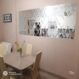 Небольшое настенное зеркальное панно на кухню маленький ромб